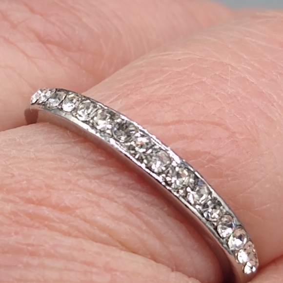Silver Princess Cut Pavé Bridal Engagement Set - Picture 10 of 15